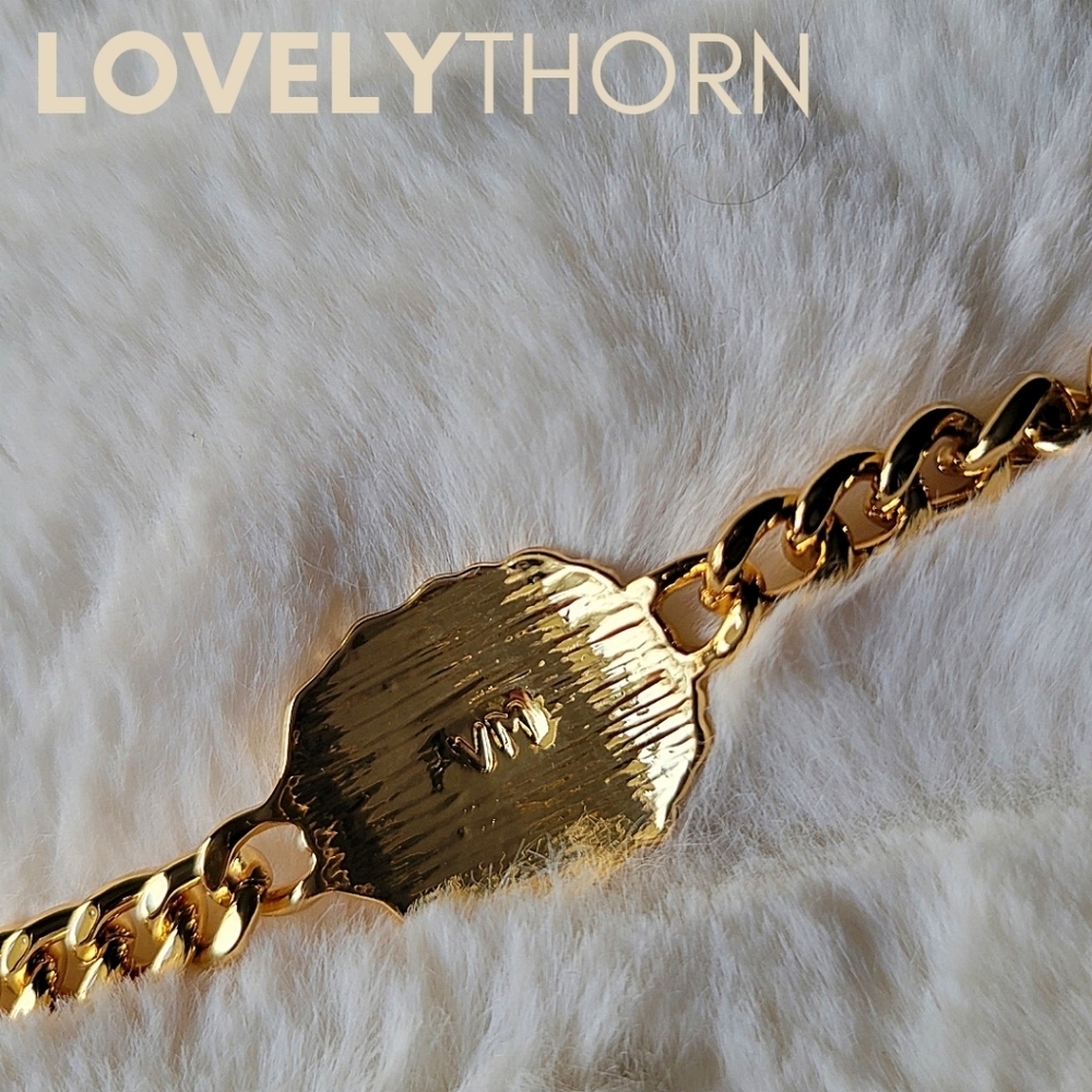 VANESSA MOONEY // ltd ed gold nugget chunky curb chain ID bracelet - Picture 4 of 15